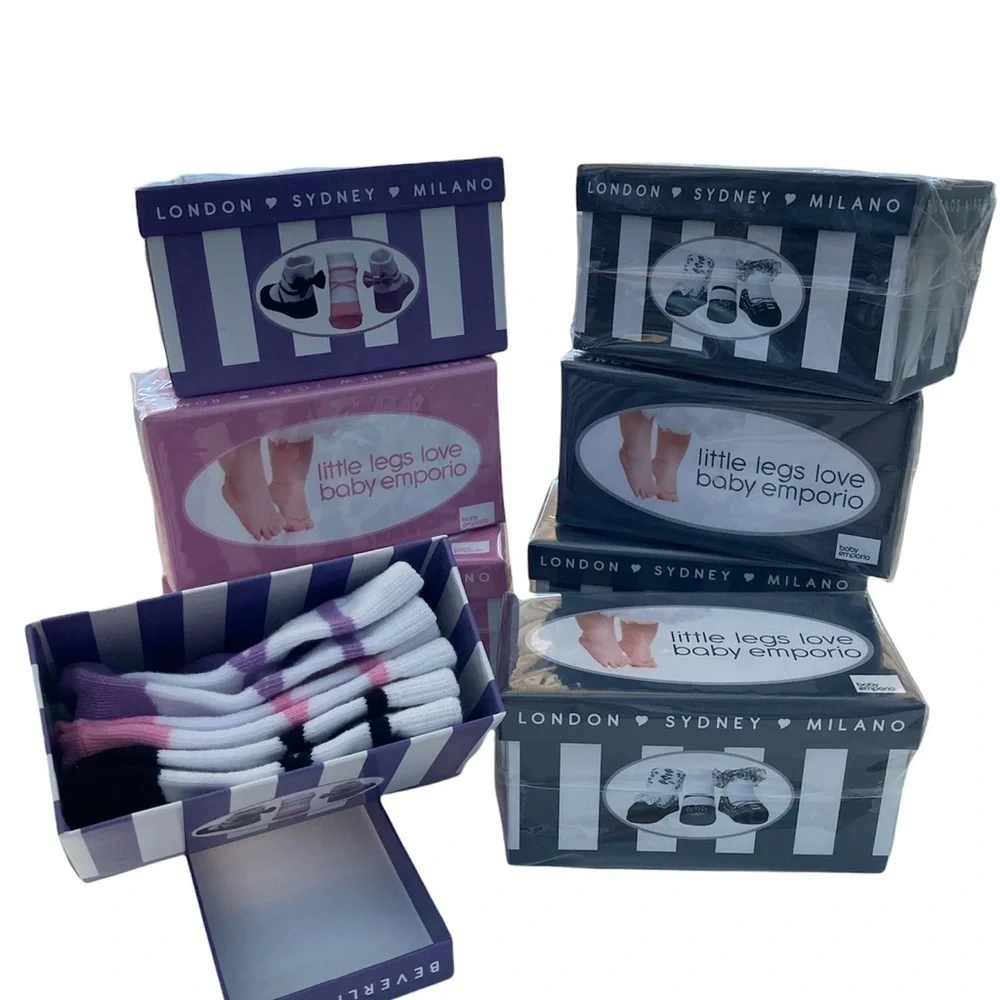 Baby Emporio 3 Pairs Of  Baby Socks Size 0-9 In a Black Box Brand New